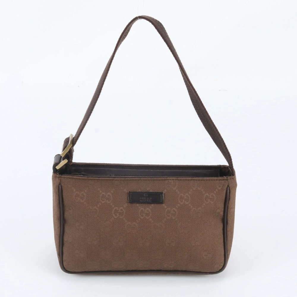 Gucci GG Canvas 106644 Leather Shoulder Bag Handbag Brown Women's